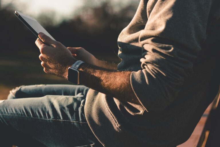 man using ipad